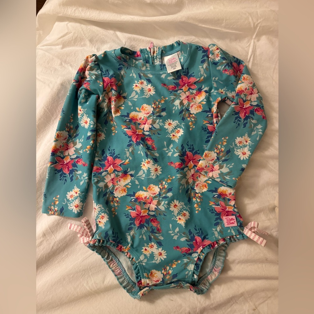 Rufflebutts Rashguard Floral Long Sleeve Swimsuit